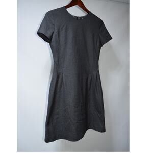Theory Corset Tee Dress Women’s Size 6 Charcoal Gray Virgin Wool Fit Flare